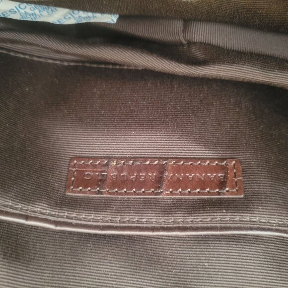 Banana Republic Brown Croc-Embossed Leather Tote Bag With Dual Straps & Gold Har - Picture 3 of 6